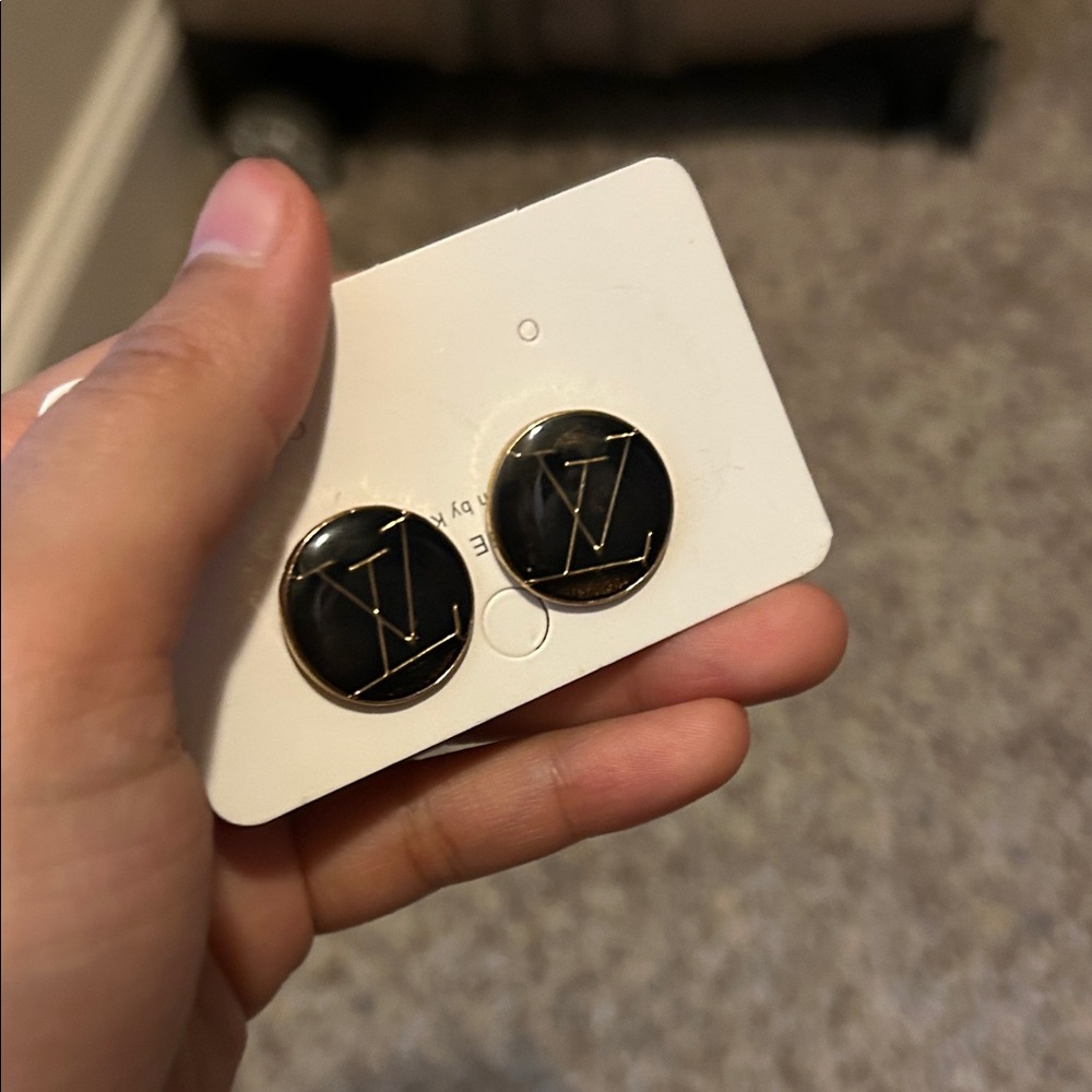 Black and Gold Stud Earrings